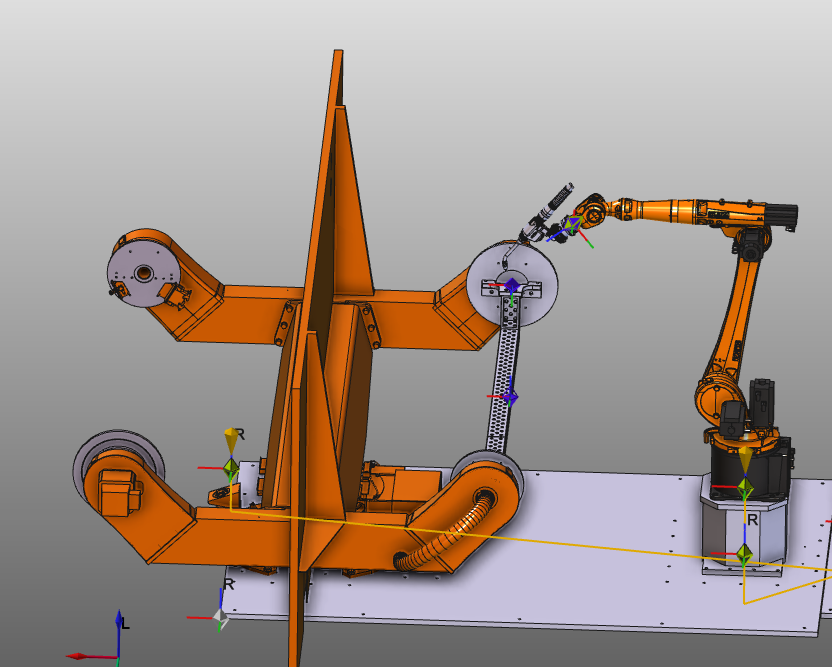 Simulation von Roboter und Zusatzachse mit Dreh-Positioniertisch